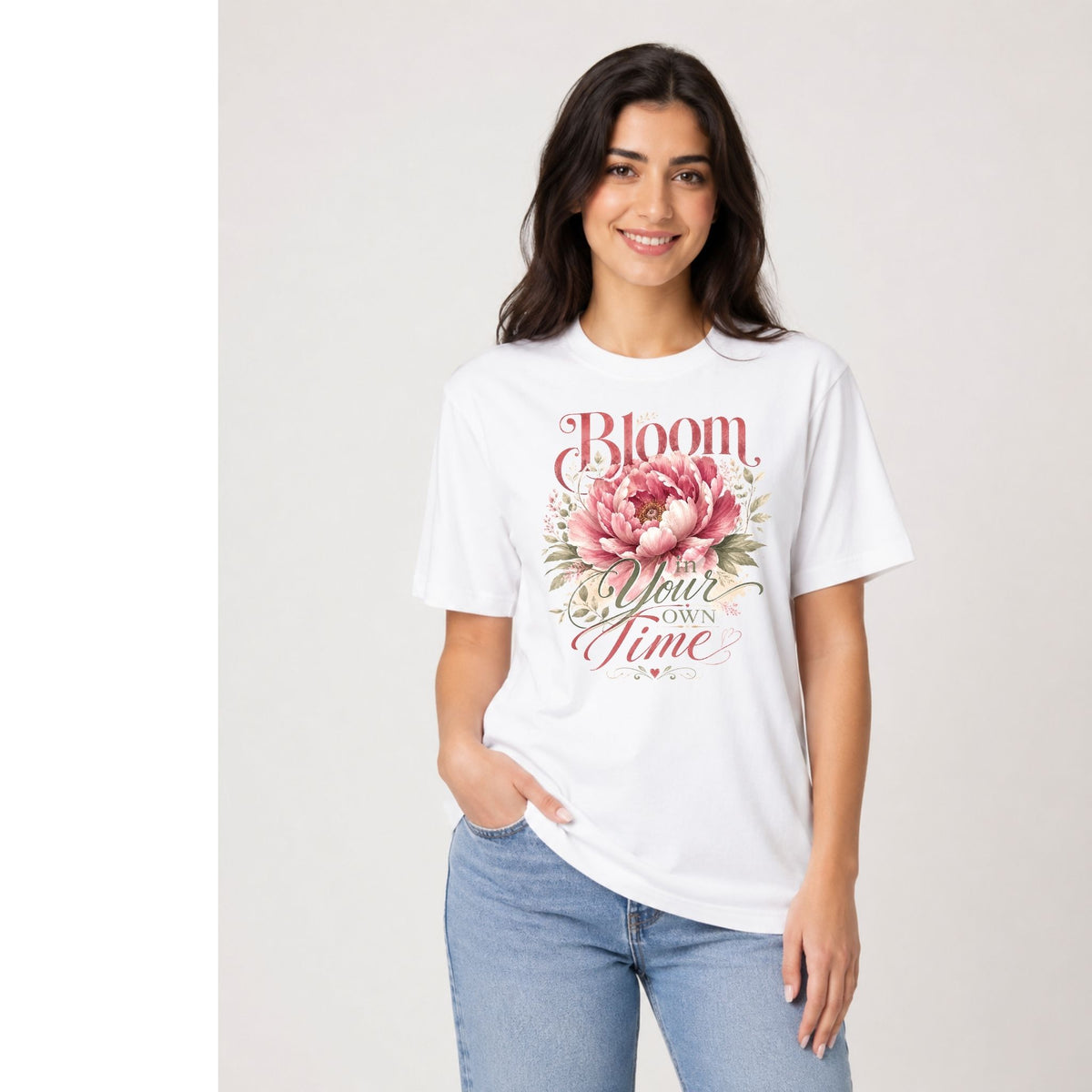 تيشيرت نسائي بتصميم Bloom in Your Own Time