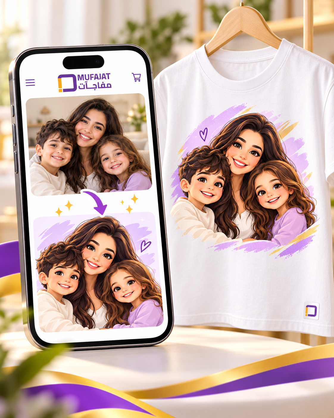 تيشيرت حوّل صورتك إلى كرتون | تصميم مخصص بالذكاء الاصطناعي