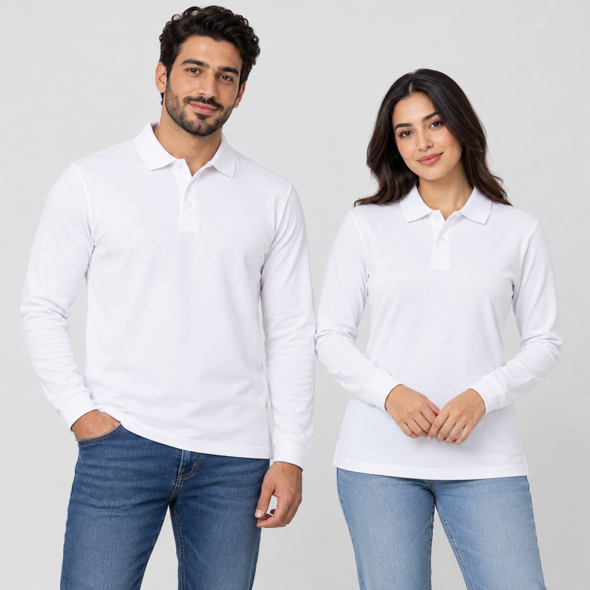 Adults’ Basic Long-Sleeve Polo T-Shirt