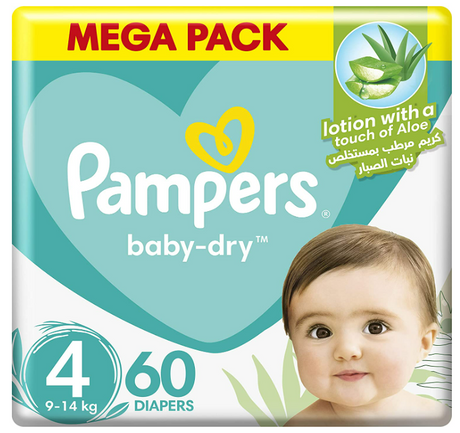 Pampers - Baby Dry 60 Piece - Diaper (9-14 KG) Size 4