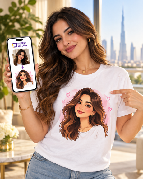 تيشيرت حوّل صورتك إلى كرتون | تصميم مخصص بالذكاء الاصطناعي