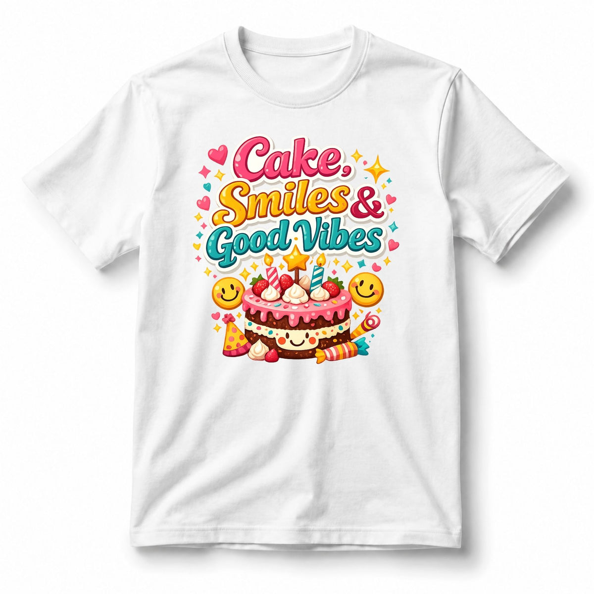 Cake, Smiles & Good Vibes – T-Shirt