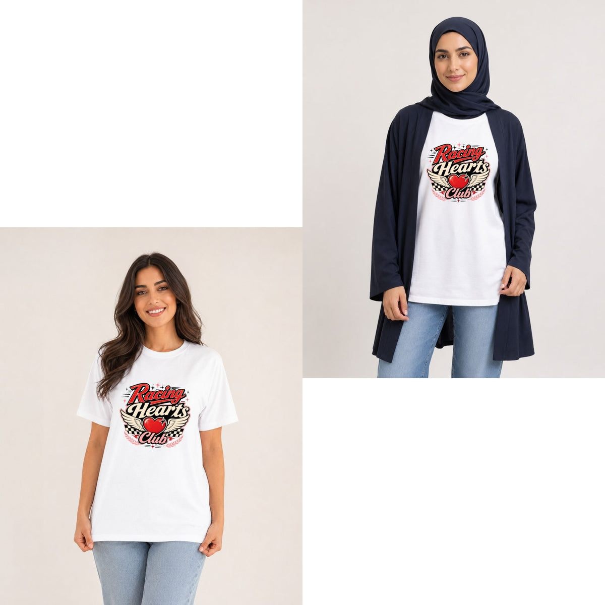 تيشيرت نسائي بتصميم سباق قلوب Club