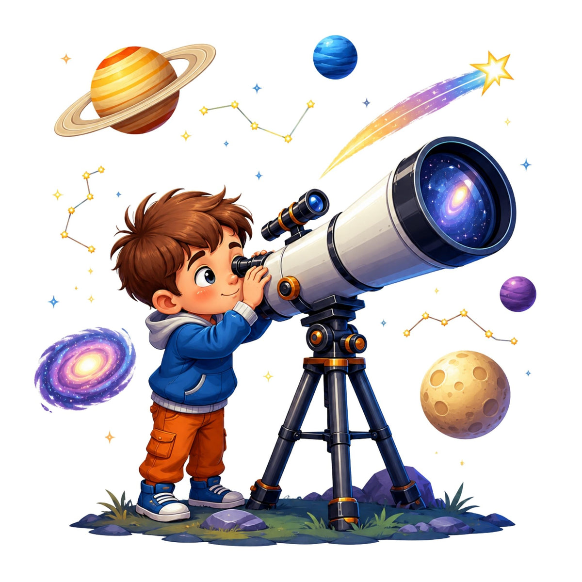 تيشيرت أطفال بتصميم مجرة Telescope مستكشف