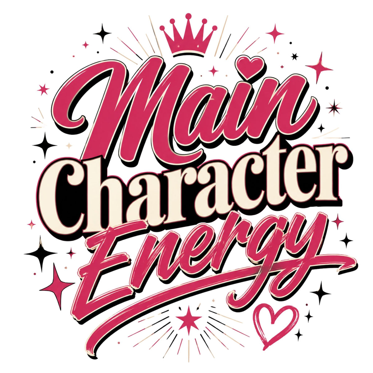 تيشيرت نسائي بتصميم Main Character Energy