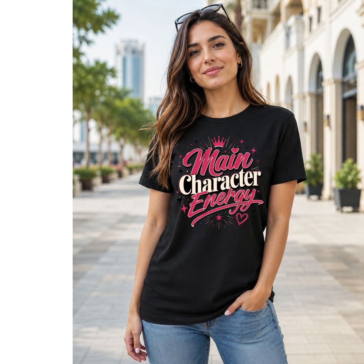تيشيرت نسائي بتصميم Main Character Energy