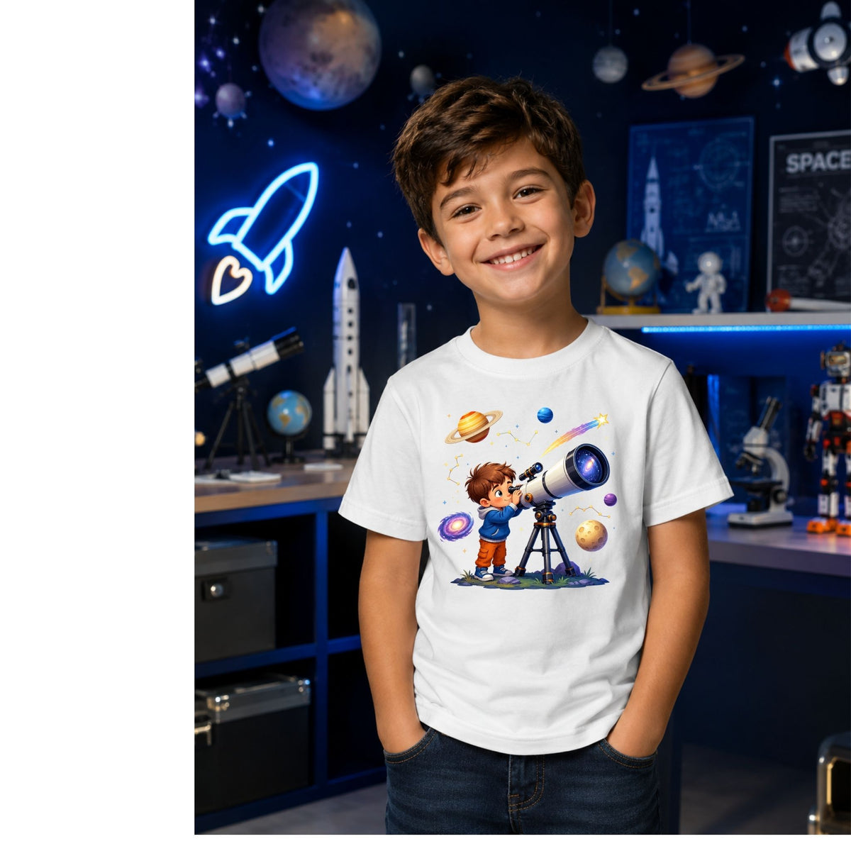 تيشيرت أطفال بتصميم مجرة Telescope مستكشف