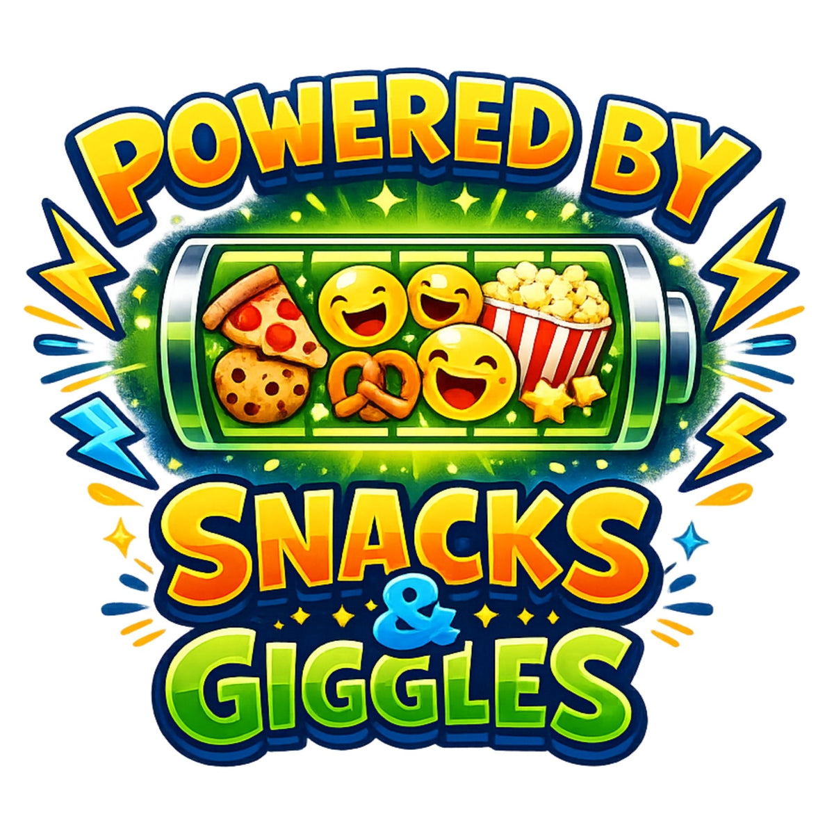 تيشيرت أطفال بتصميم Powered by Snacks & Giggles
