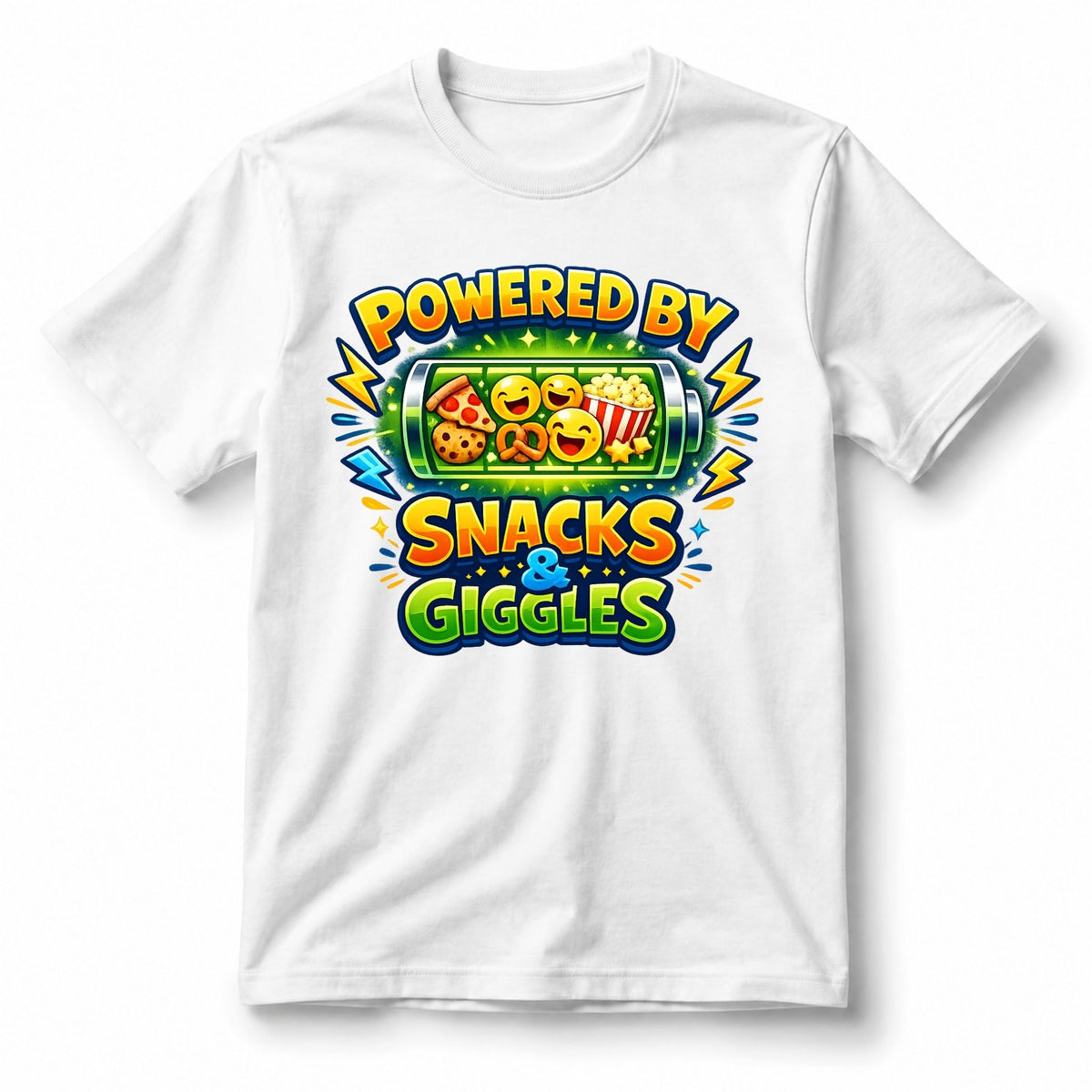 تيشيرت أطفال بتصميم Powered by Snacks & Giggles