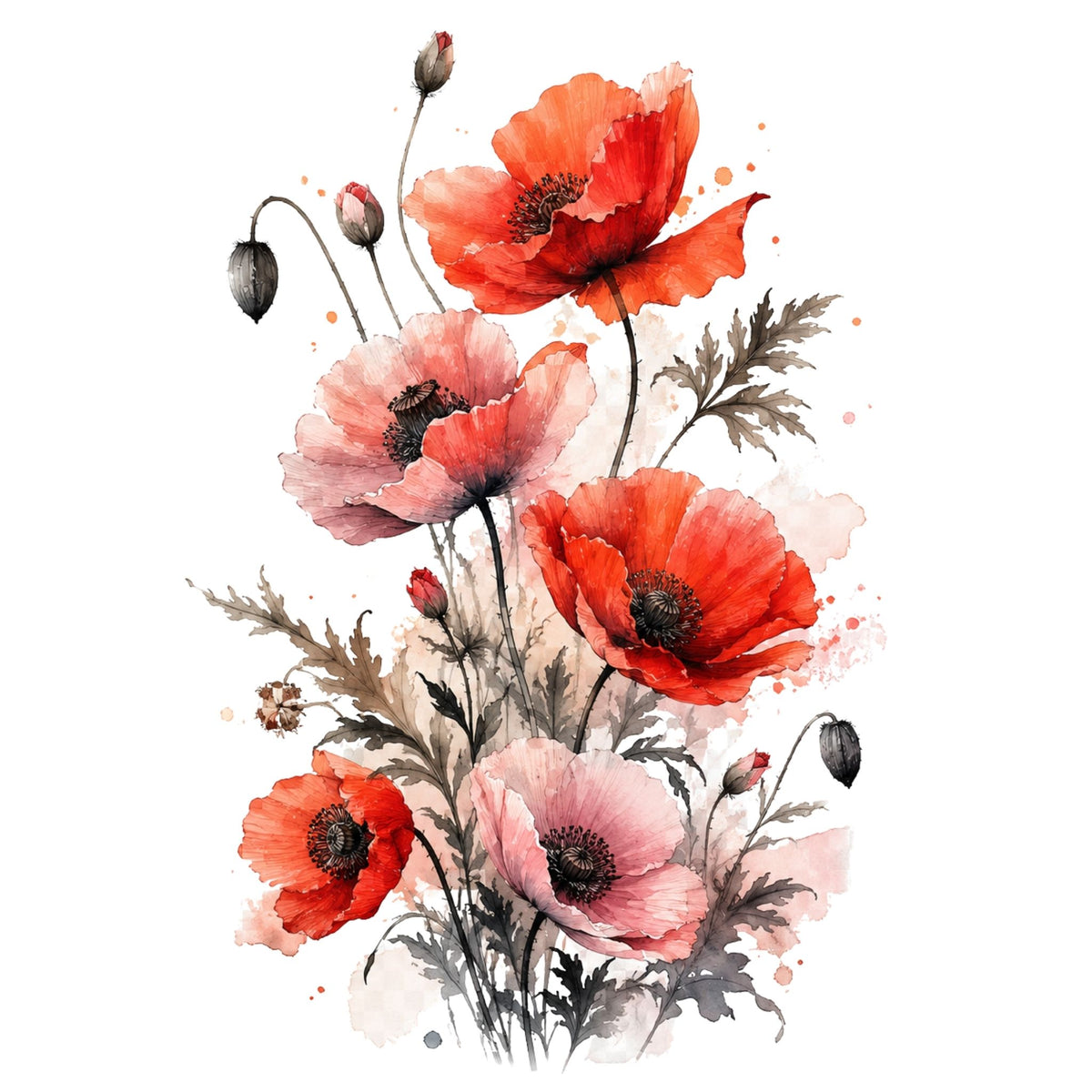 تيشيرت نسائي بتصميم Poppy Reverie Botanical