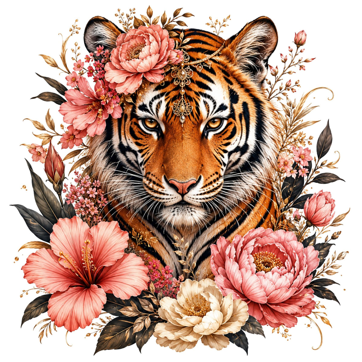 تيشيرت نسائي بتصميم Floral Tigress