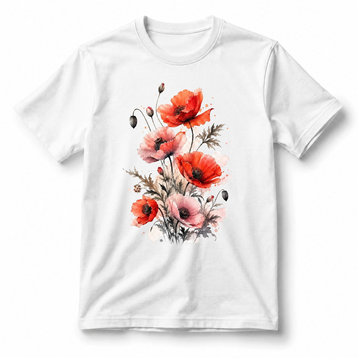 تيشيرت نسائي بتصميم Poppy Reverie Botanical