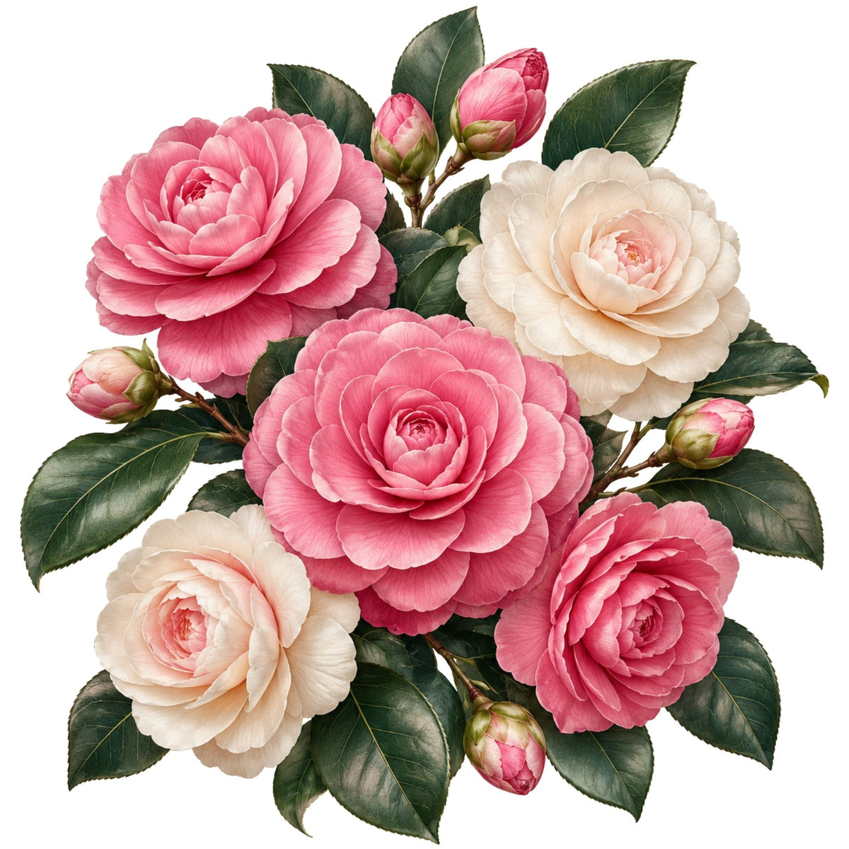 تيشيرت نسائي بتصميم Camellia Charm