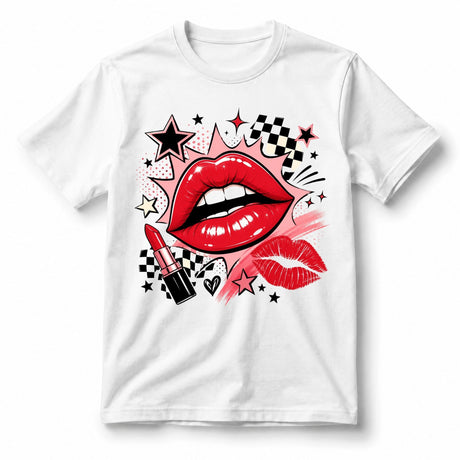 تيشيرت نسائي بتصميم Pop-Art Lips