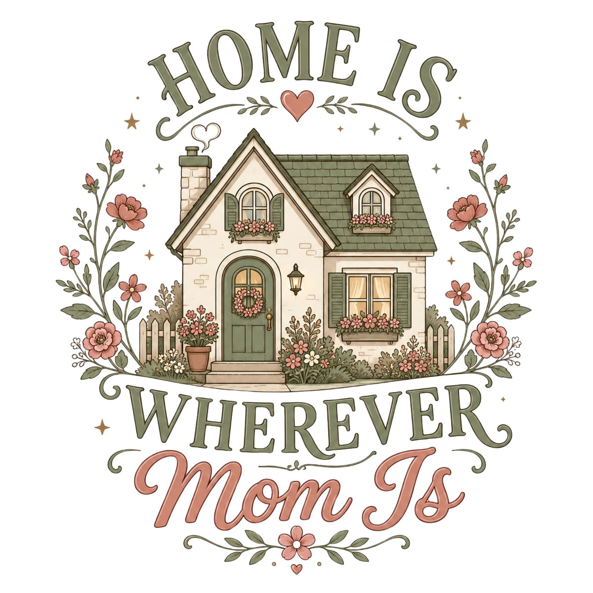 تيشيرت نسائي بتصميم Home Is Wherever Mom Is