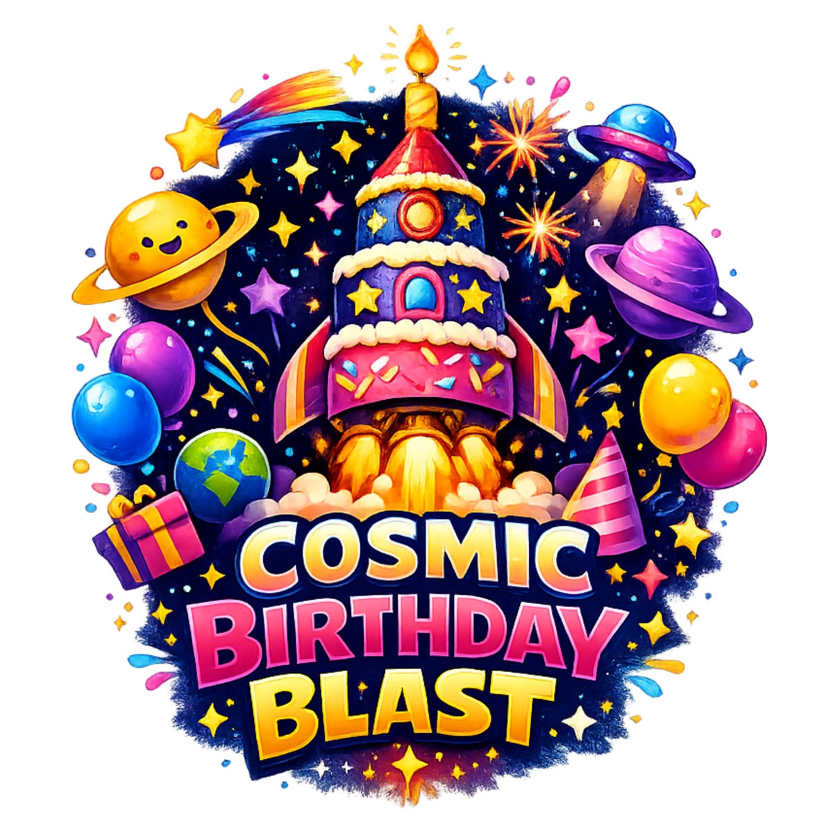 Cosmic Birthday Blast – Kids’ T-Shirt