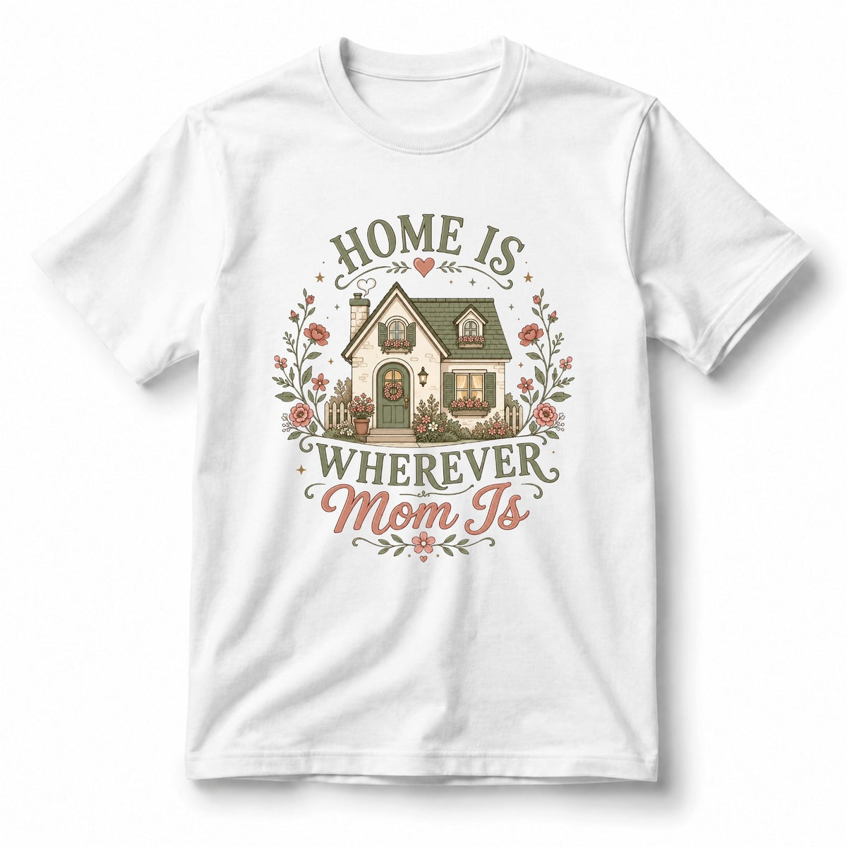 تيشيرت نسائي بتصميم Home Is Wherever Mom Is