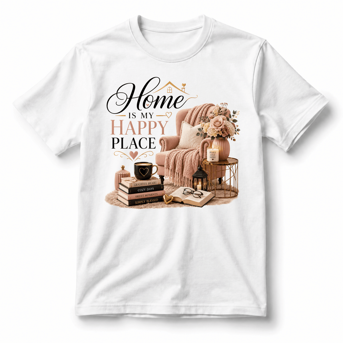 تيشيرت نسائي بتصميم Home Is My Happy Place
