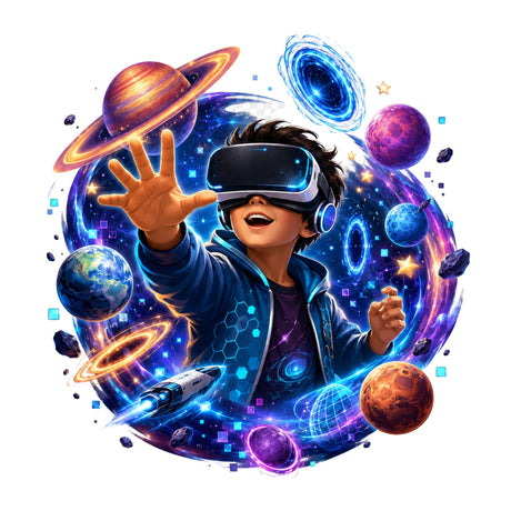 تيشيرت أطفال بتصميم VR مجرة مستكشف