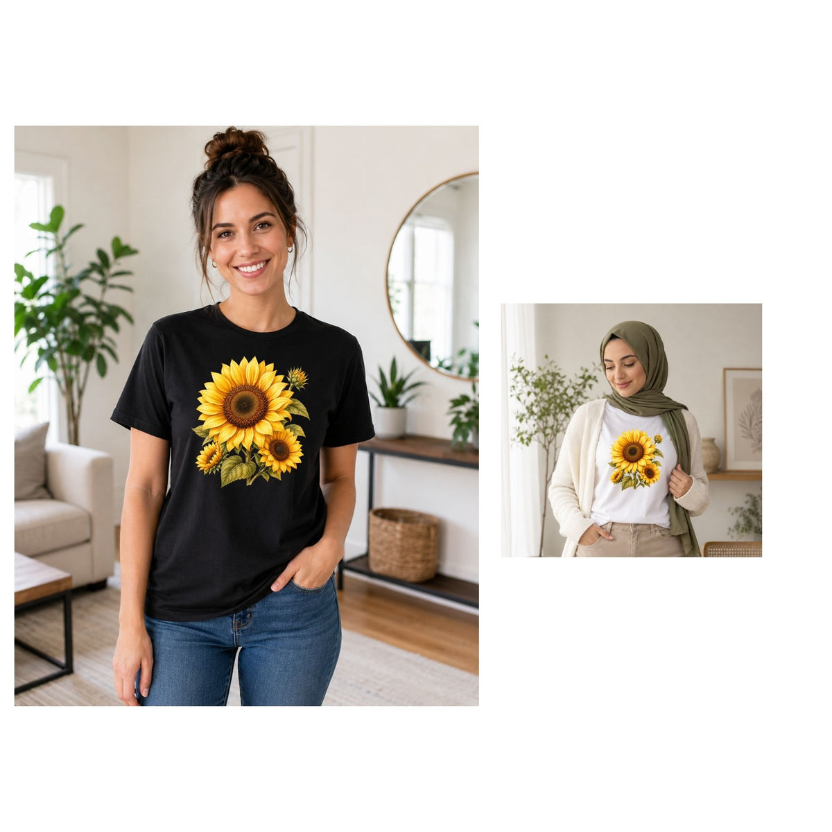 تيشيرت نسائي بتصميم Sunflower Glow
