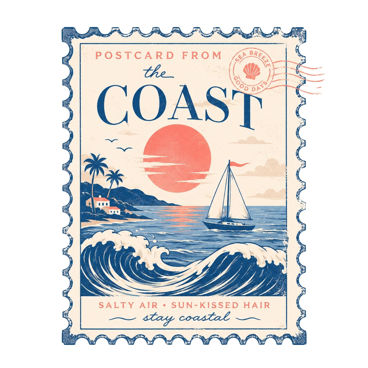 تيشيرت نسائي بتصميم Postcard From the Coast