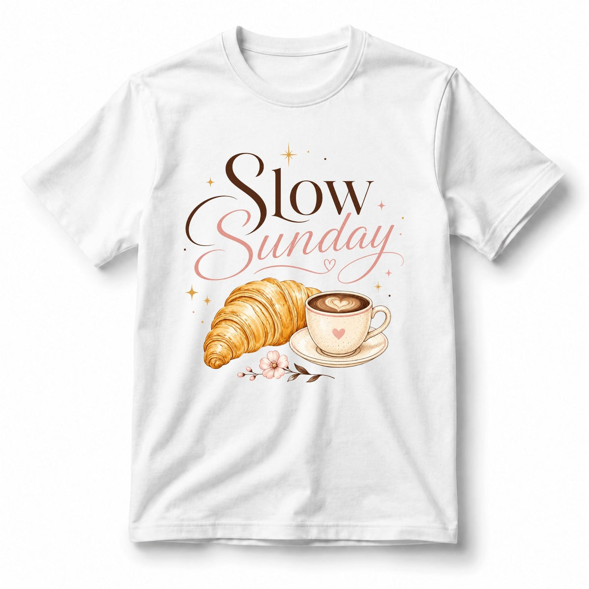 تيشيرت نسائي بتصميم هادئ الأحد قهوة