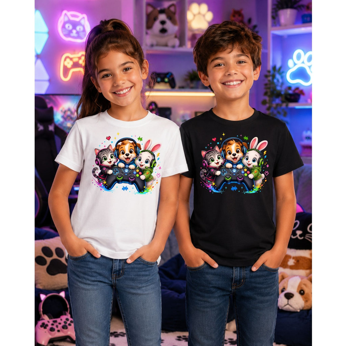 Gamer Pet Squad – Kids’ T-Shirt