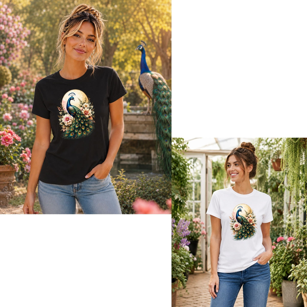 تيشيرت نسائي بتصميم Peacock في ازدهار
