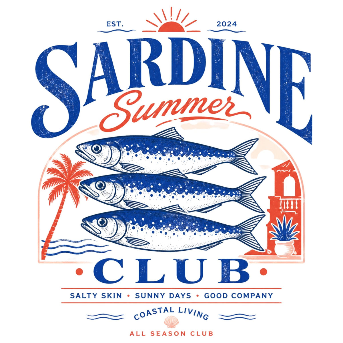 تيشيرت نسائي بتصميم Sardine Summer Club