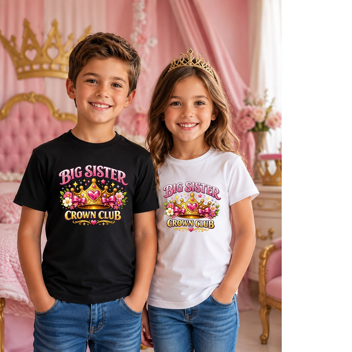 تيشيرت أطفال بتصميم Big Sister Crown Club