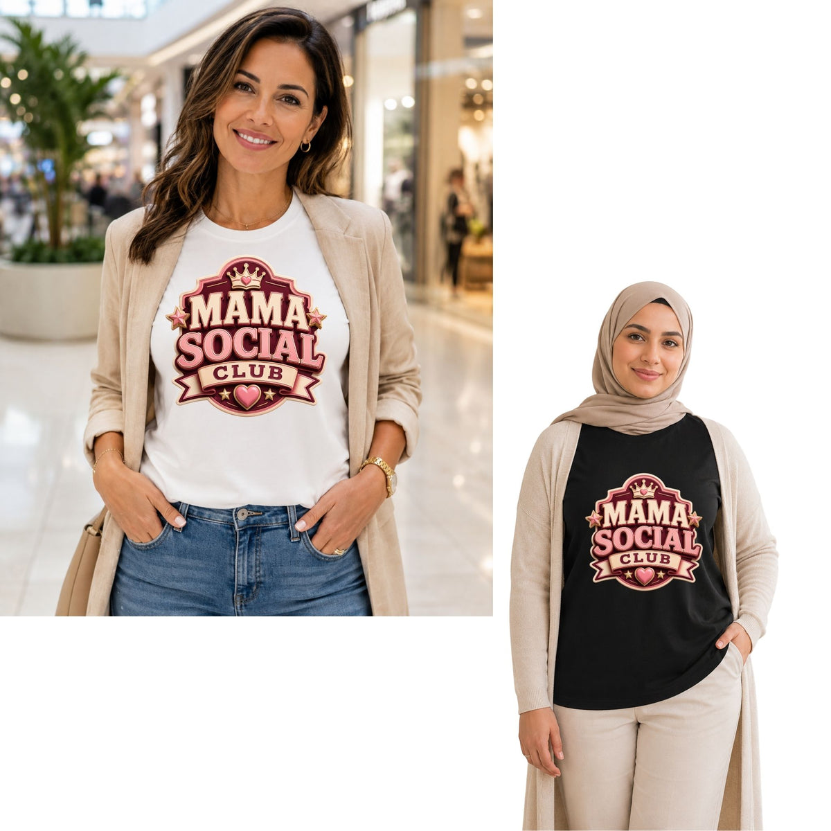 تيشيرت نسائي بتصميم ماما سوشيال Club