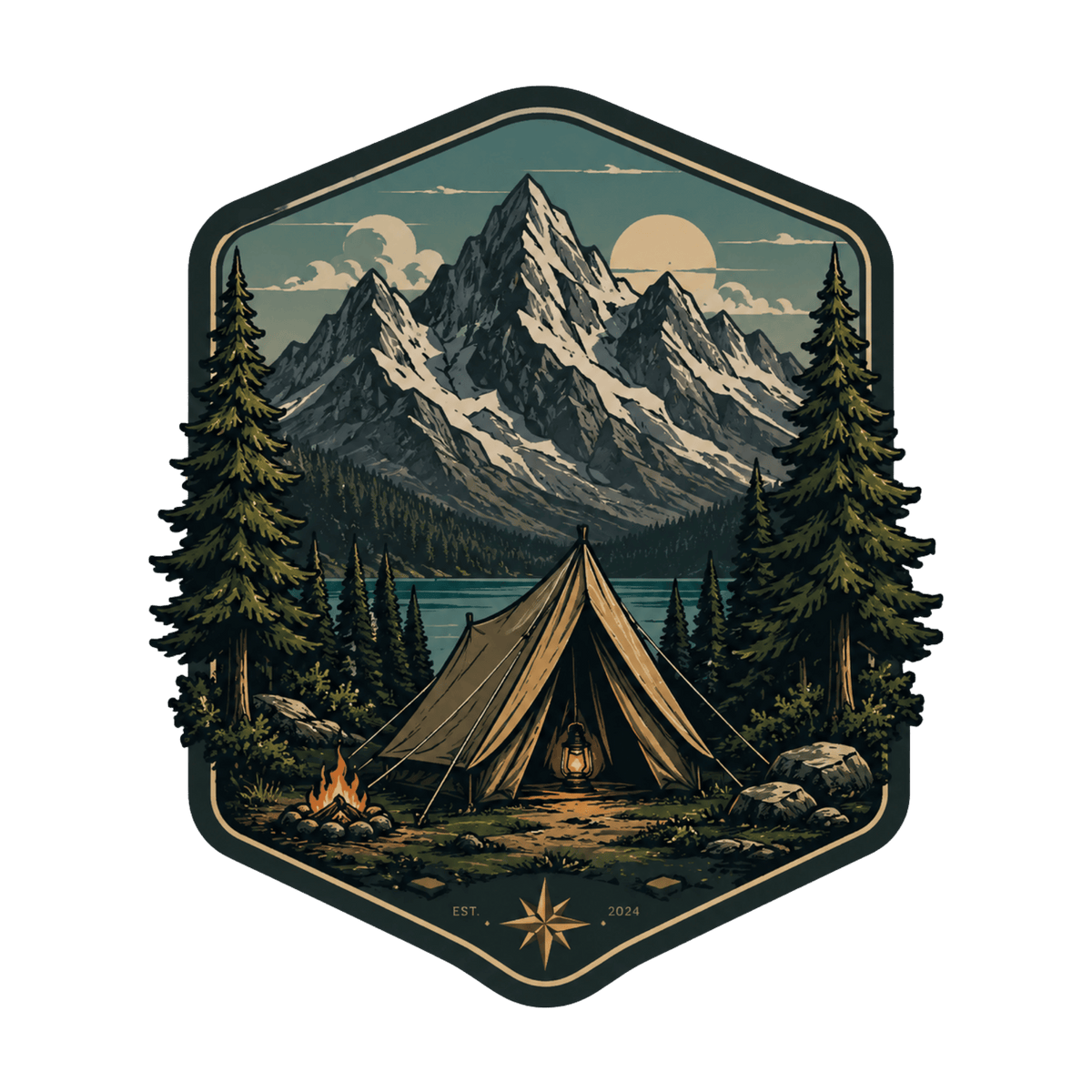 تيشيرت Mountain Camp Badge Adventure