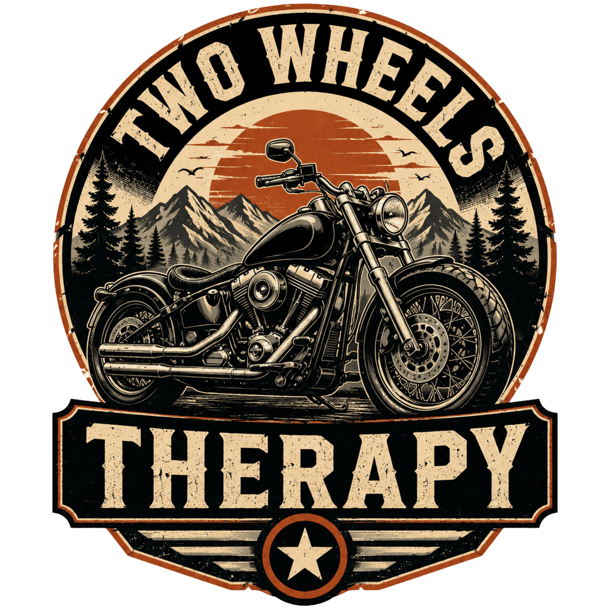Two Wheels Therapy Motorcycle T-Shirt