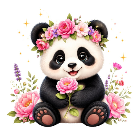 تيشيرت أطفال بتصميم Flower Crown Panda