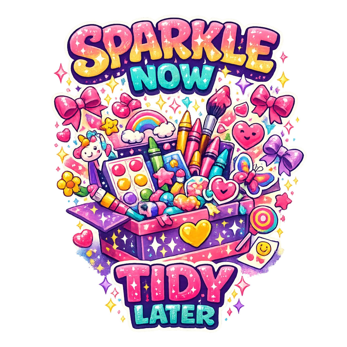 تيشيرت أطفال بتصميم Sparkle Now, Tidy Later