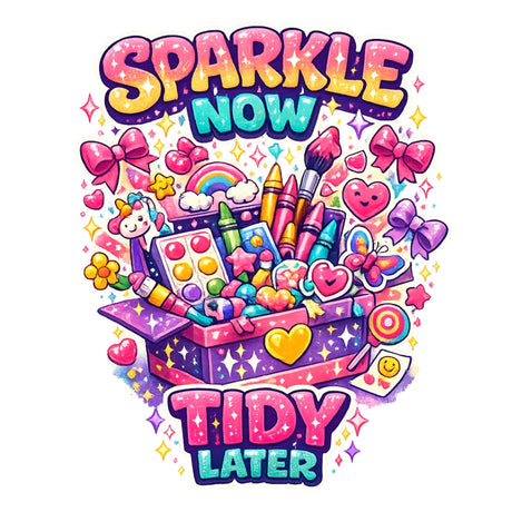 تيشيرت أطفال بتصميم Sparkle Now, Tidy Later