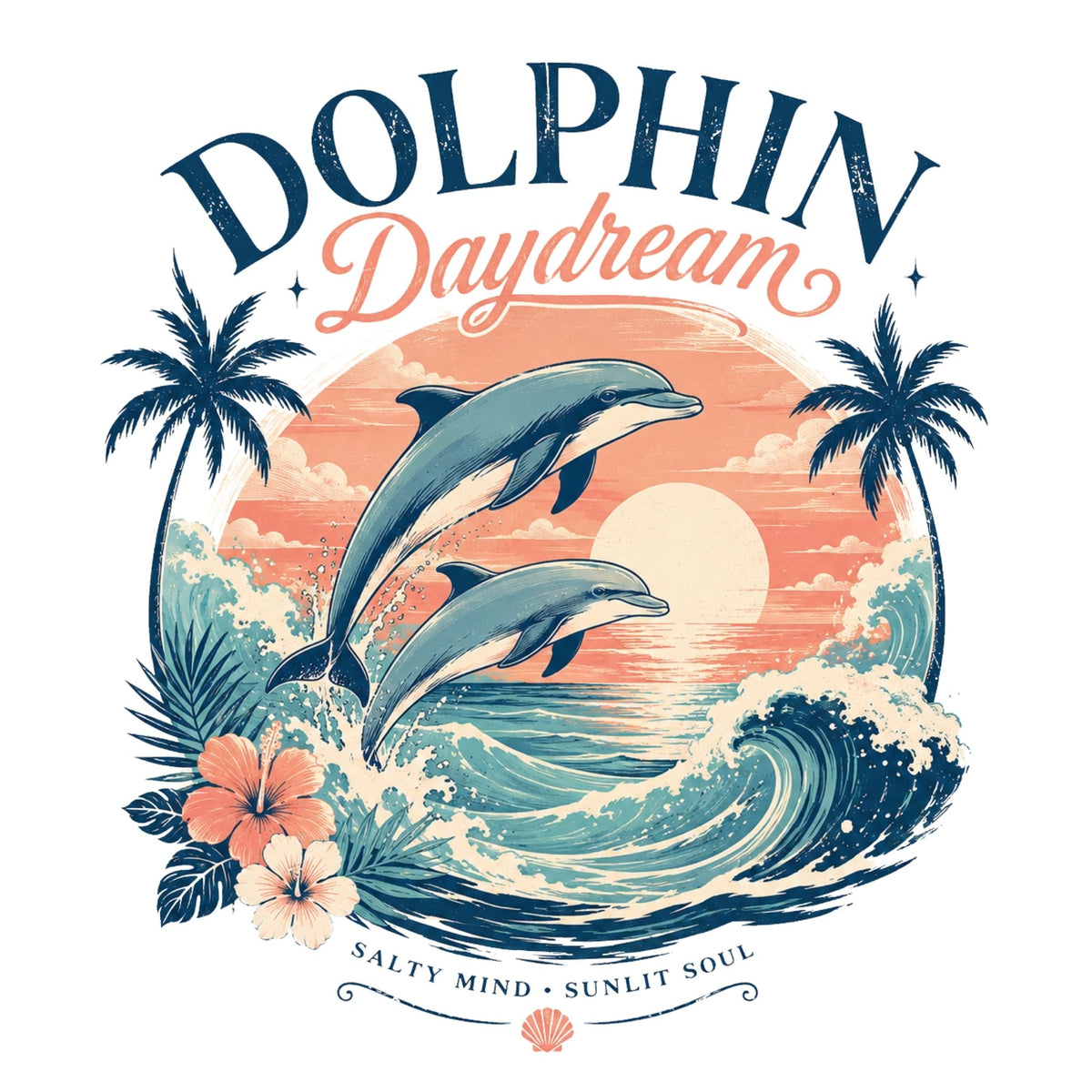تيشيرت نسائي بتصميم Dolphin Daydream