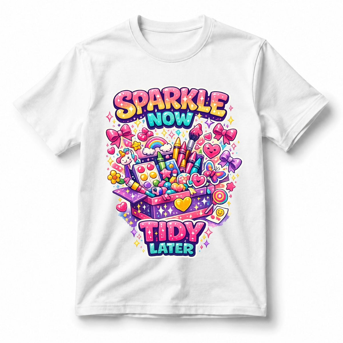 تيشيرت أطفال بتصميم Sparkle Now, Tidy Later