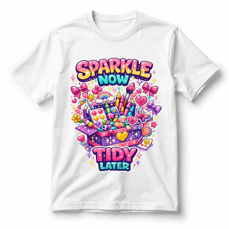 تيشيرت أطفال بتصميم Sparkle Now, Tidy Later