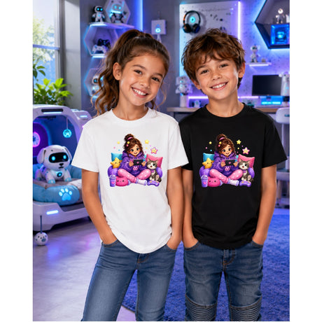 Cozy Gamer Girl – Kids’ T-Shirt