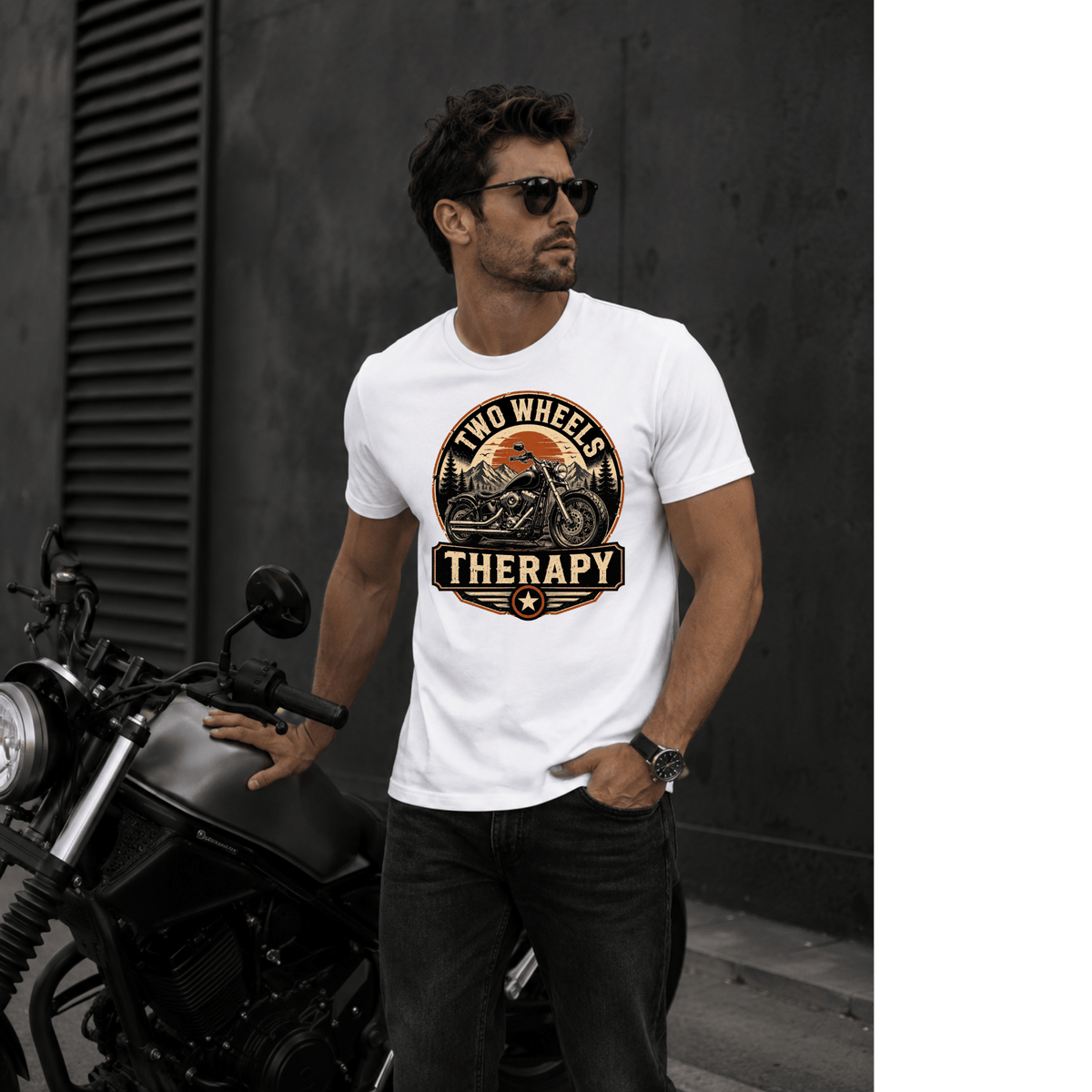 Two Wheels Therapy Motorcycle T-Shirt