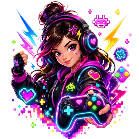 تيشيرت أطفال بتصميم Neon جيمر بنت