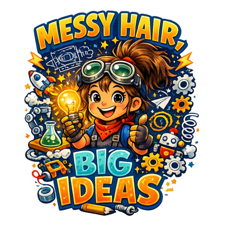 تيشيرت أطفال بتصميم Messy Hair, Big Ideas