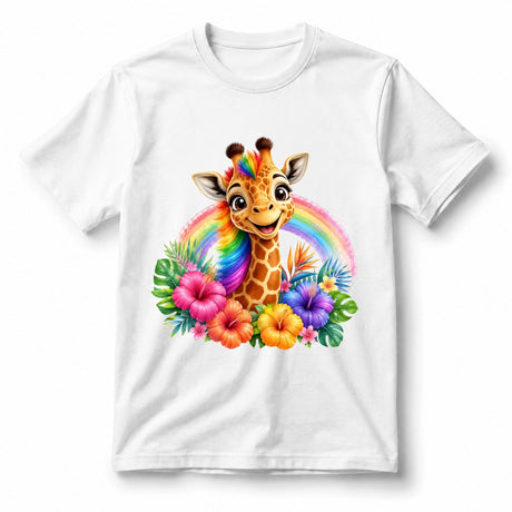 تيشيرت أطفال بتصميم Rainbow Safari Giraffe