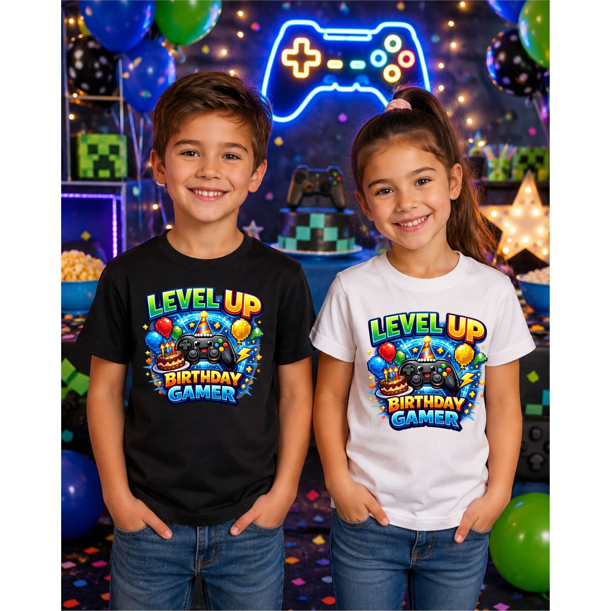 تيشيرت أطفال حفلة عيد ميلاد Level Up