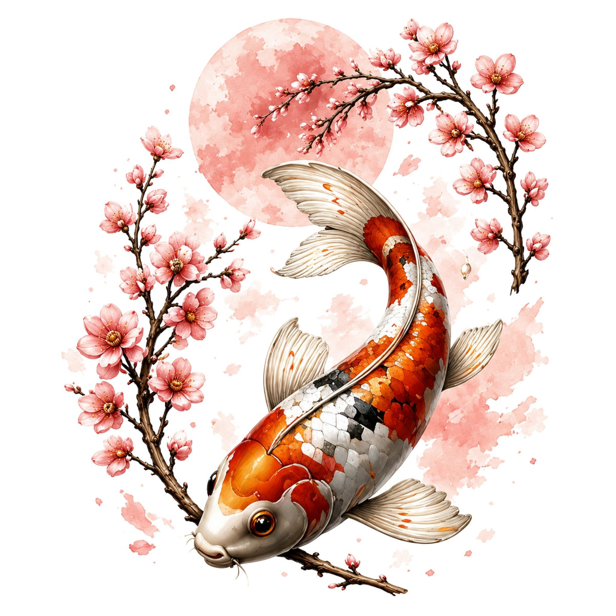 تيشيرت نسائي بتصميم Koi Blossom