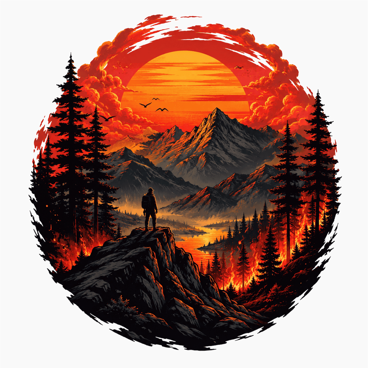 تيشيرت Fiery جبل غروب