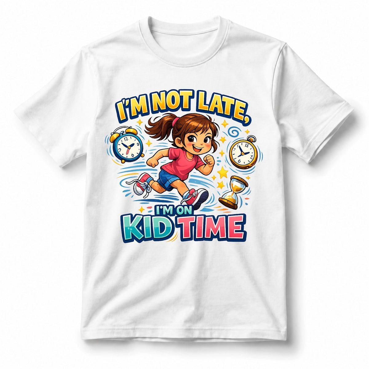 تيشيرت أطفال بتصميم I’m Not Late, I’m on Kid Time