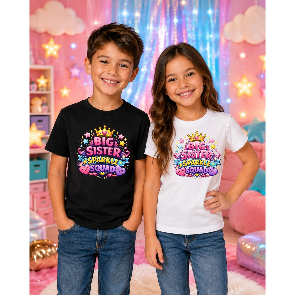 تيشيرت أطفال بتصميم Big Sister Sparkle Squad