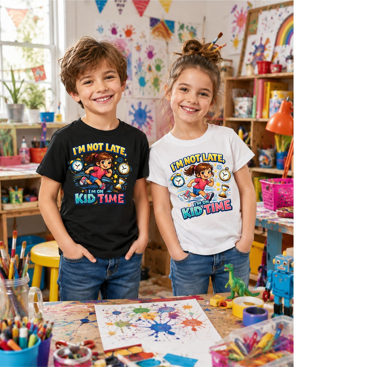 تيشيرت أطفال بتصميم I’m Not Late, I’m on Kid Time
